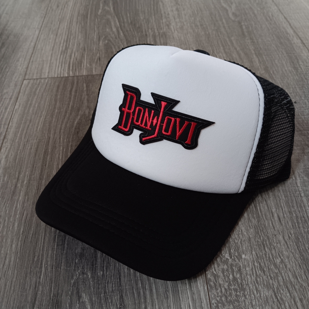 Bon Jovi Black and White Trucker Hat